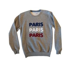 Tour Eiffel Paris Text Crewneck Sweatshirt Gray Women's S